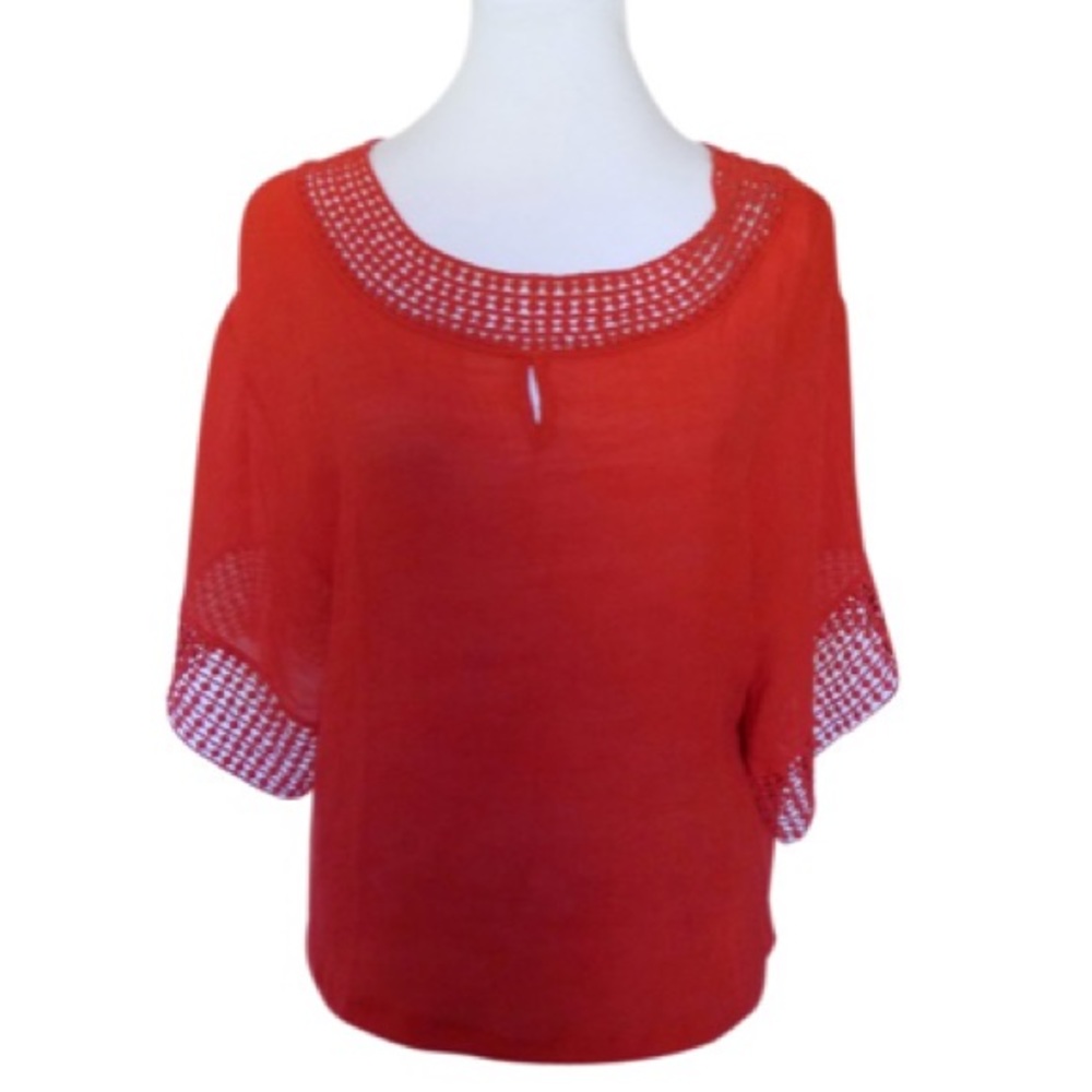 Light weight red with lace trim top